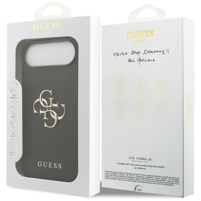 Étui pour Apple iPhone 17 Air, Guess, 4G Grained Big and Classic Logo, Noir