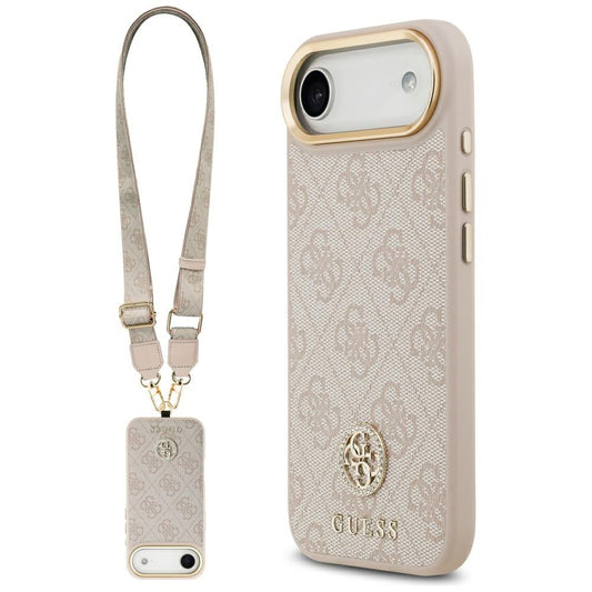 Custodia per Apple iPhone 17 Air, Guess, 4G Strass Logo and Big Strap, Rosa