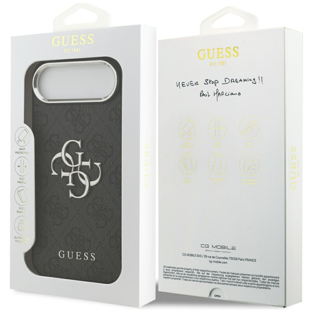 Étui pour Apple iPhone 17 Air, Guess, Big 4G Logo Classic, Noir Argenté