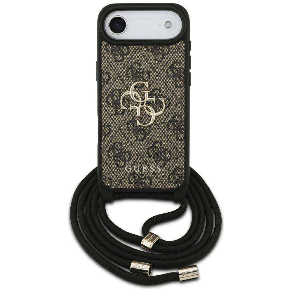 Hülle für Apple iPhone 17 Air, Guess, Crossbody Cord 4G Big Log, Braun