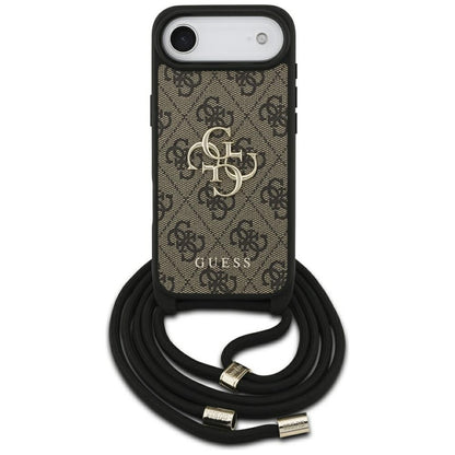 Hülle für Apple iPhone 17 Air, Guess, Crossbody Cord 4G Big Log, Braun