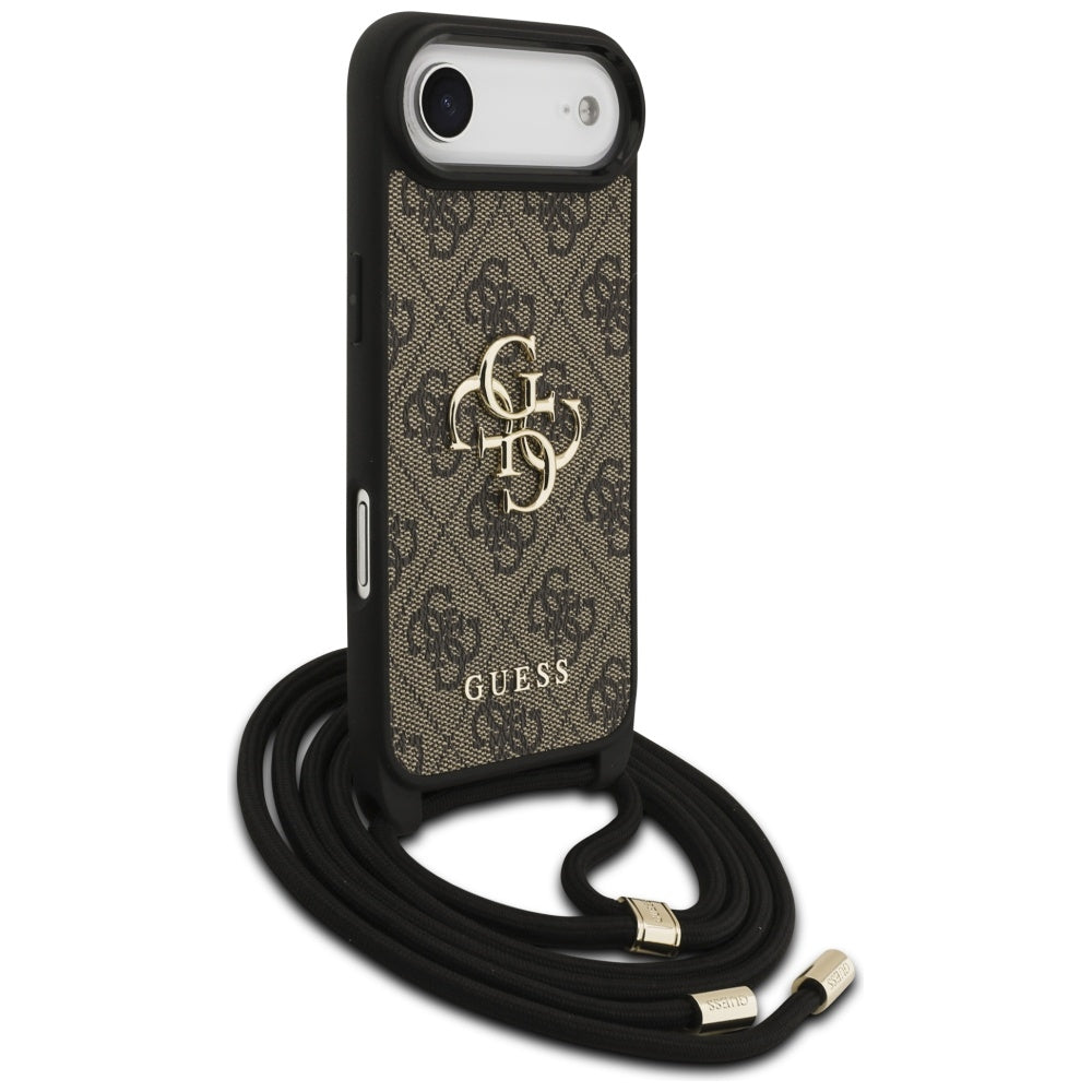 Hülle für Apple iPhone 17 Air, Guess, Crossbody Cord 4G Big Log, Braun