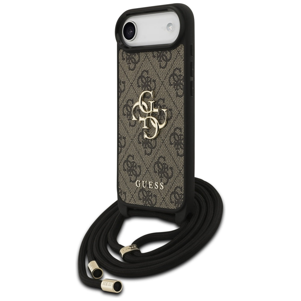 Hülle für Apple iPhone 17 Air, Guess, Crossbody Cord 4G Big Log, Braun