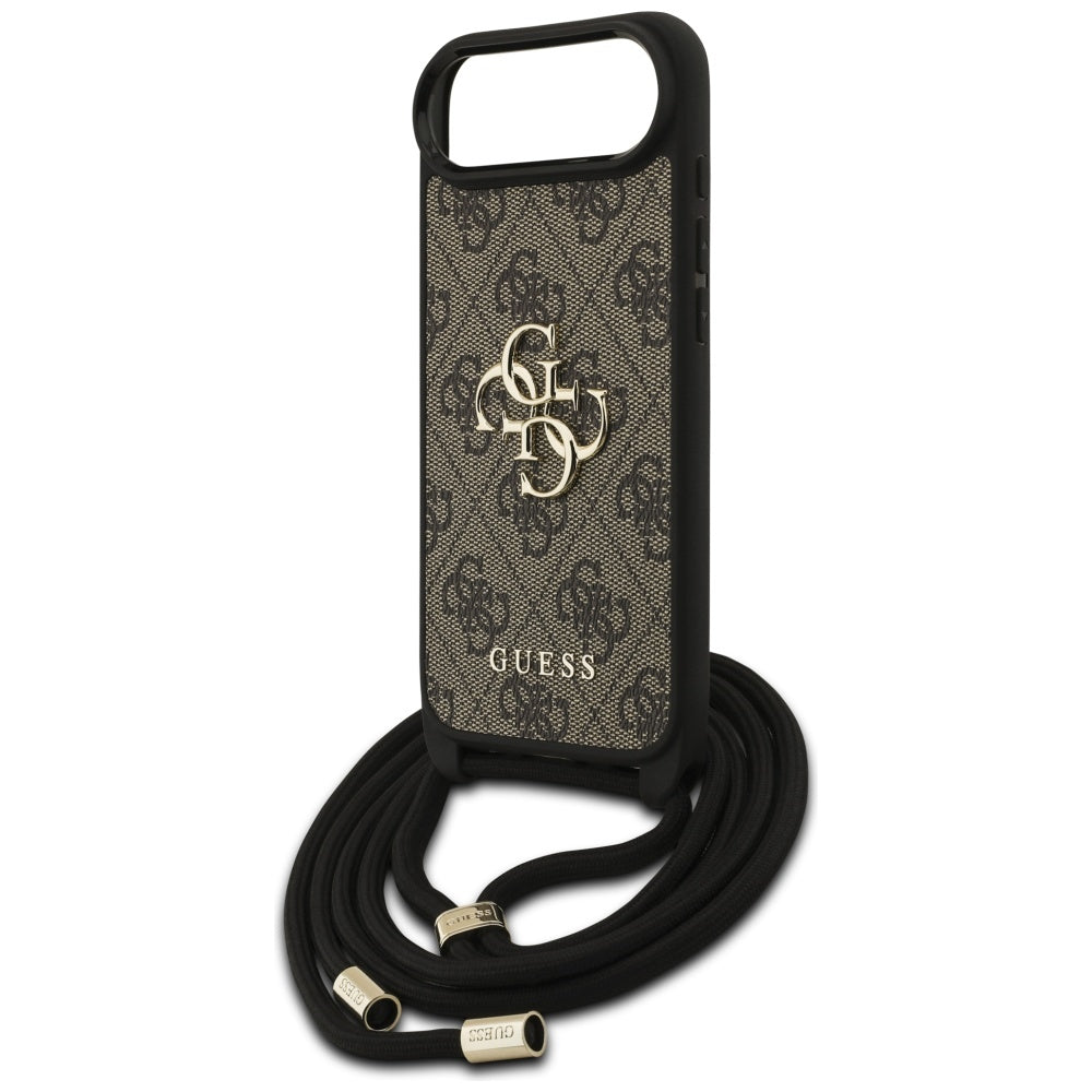 Hülle für Apple iPhone 17 Air, Guess, Crossbody Cord 4G Big Log, Braun