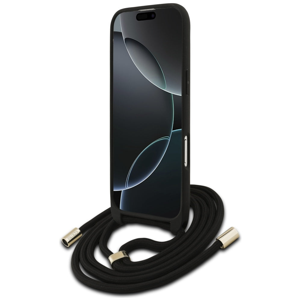 Hülle für Apple iPhone 17 Air, Guess, Crossbody Cord 4G Big Log, Braun