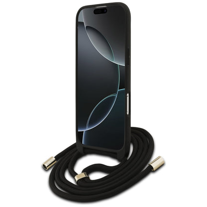 Hülle für Apple iPhone 17 Air, Guess, Crossbody Cord 4G Big Log, Braun