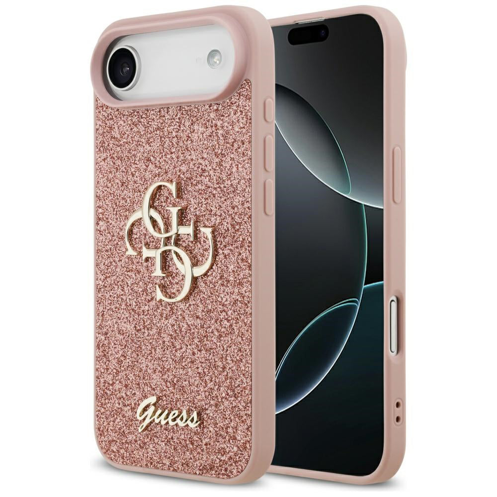 Étui pour Apple iPhone 17 Air, Guess, Fixed Glitter Big 4G, Rose