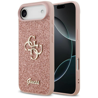 Étui pour Apple iPhone 17 Air, Guess, Fixed Glitter Big 4G, Rose