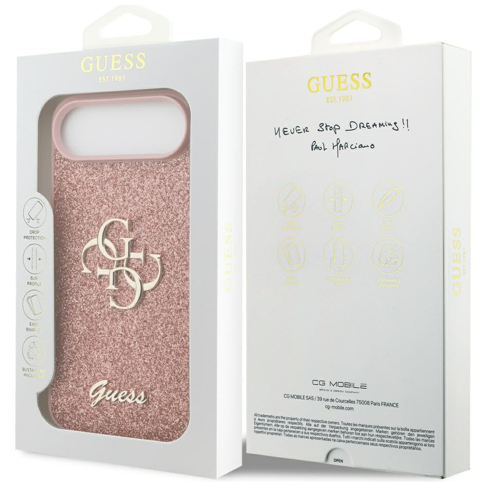 Étui pour Apple iPhone 17 Air, Guess, Fixed Glitter Big 4G, Rose