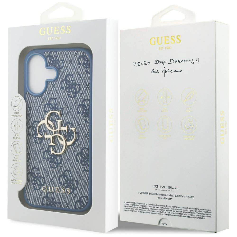 Étui pour Apple iPhone 17, Guess, 4G Big Logo, Bleu