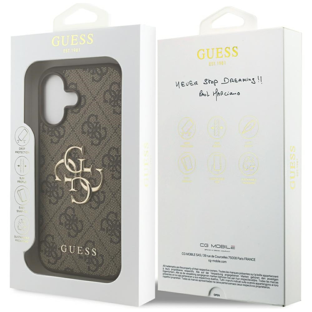 Étui pour Apple iPhone 17, Guess, 4G Big Logo, Marron