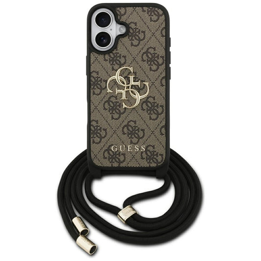 Étui pour Apple iPhone 17, Guess, 4G CBDY Grand Logo avec Bandoulière, Marron