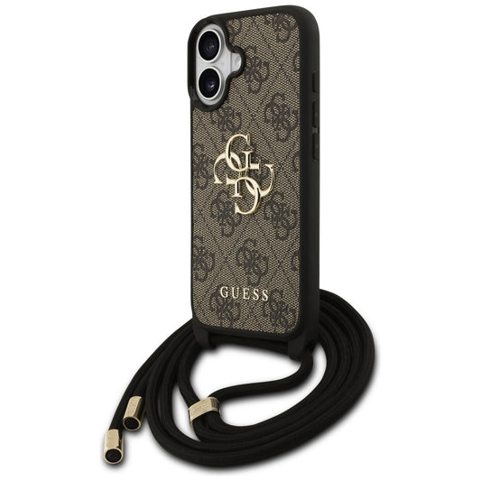 Étui pour Apple iPhone 17, Guess, 4G CBDY Grand Logo avec Bandoulière, Marron