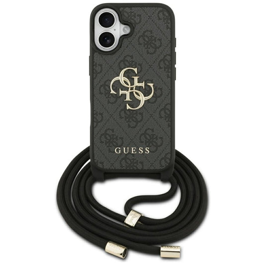 Étui pour Apple iPhone 17, Guess, 4G CBDY Grand Logo avec Bandoulière, Noir