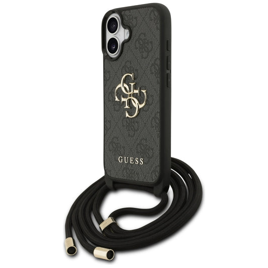 Étui pour Apple iPhone 17, Guess, 4G CBDY Grand Logo avec Bandoulière, Noir