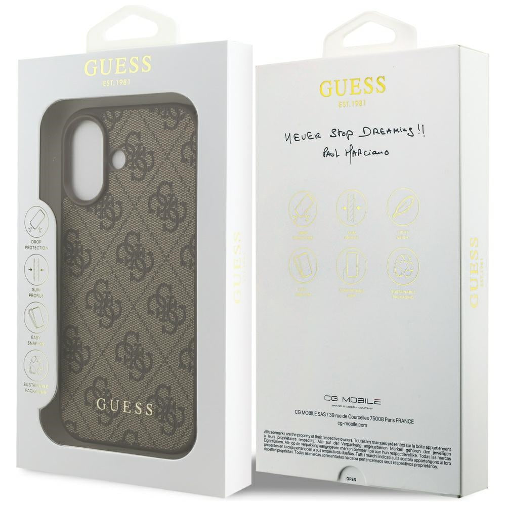 Étui pour Apple iPhone 17, Guess, 4G Classic, Marron