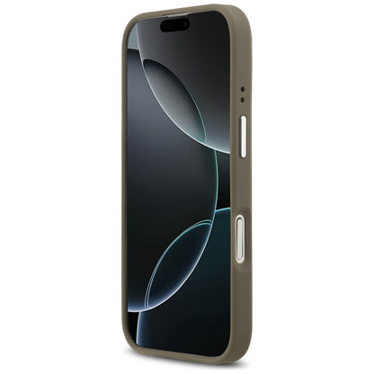 Étui pour Apple iPhone 17, Guess, 4G Grained Big And Classic Logo, Marron Argenté