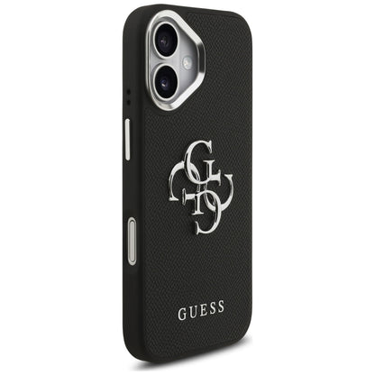 Étui pour Apple iPhone 17, Guess, 4G Grained Big and Classic Logo, Noir Argenté