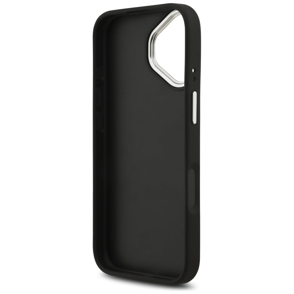 Étui pour Apple iPhone 17, Guess, 4G Grained Big and Classic Logo, Noir Argenté