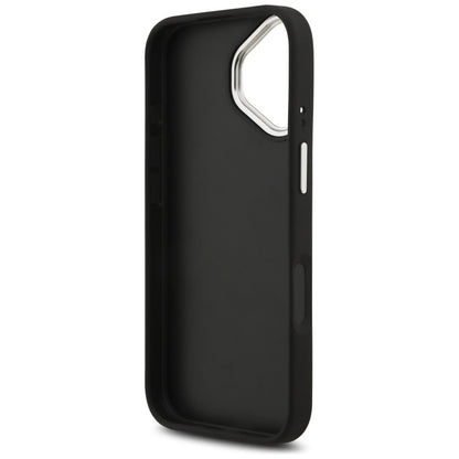 Étui pour Apple iPhone 17, Guess, 4G Grained Big and Classic Logo, Noir Argenté