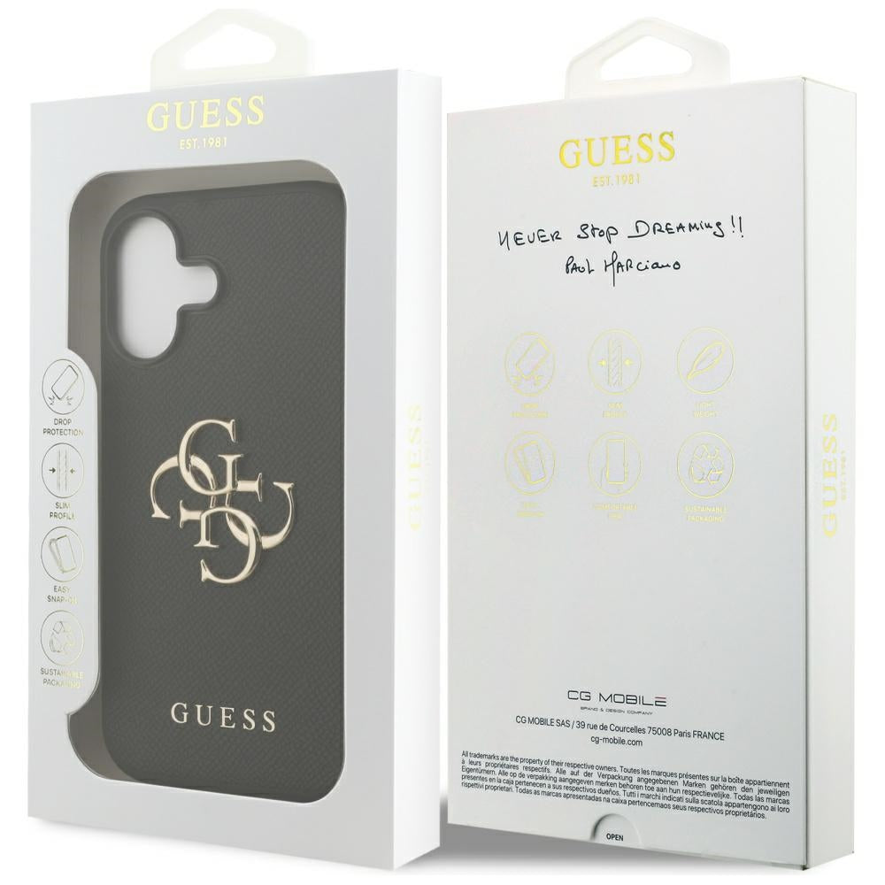 Custodia per Apple iPhone 17, Guess, 4G Grained Big and Classic Logo, Nera
