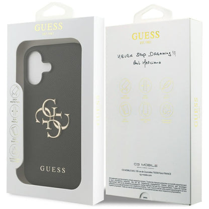Custodia per Apple iPhone 17, Guess, 4G Grained Big and Classic Logo, Nera