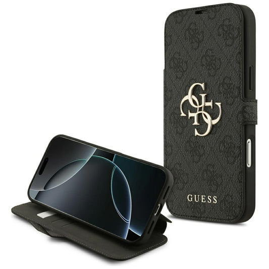 Custodia per Apple iPhone 17, Guess, Logo Metallico 4G, Nera