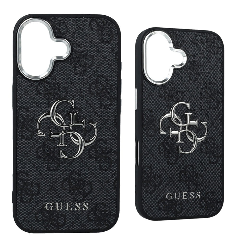 Étui pour Apple iPhone 17, Guess, Big 4G Logo Classic, Noir Argenté
