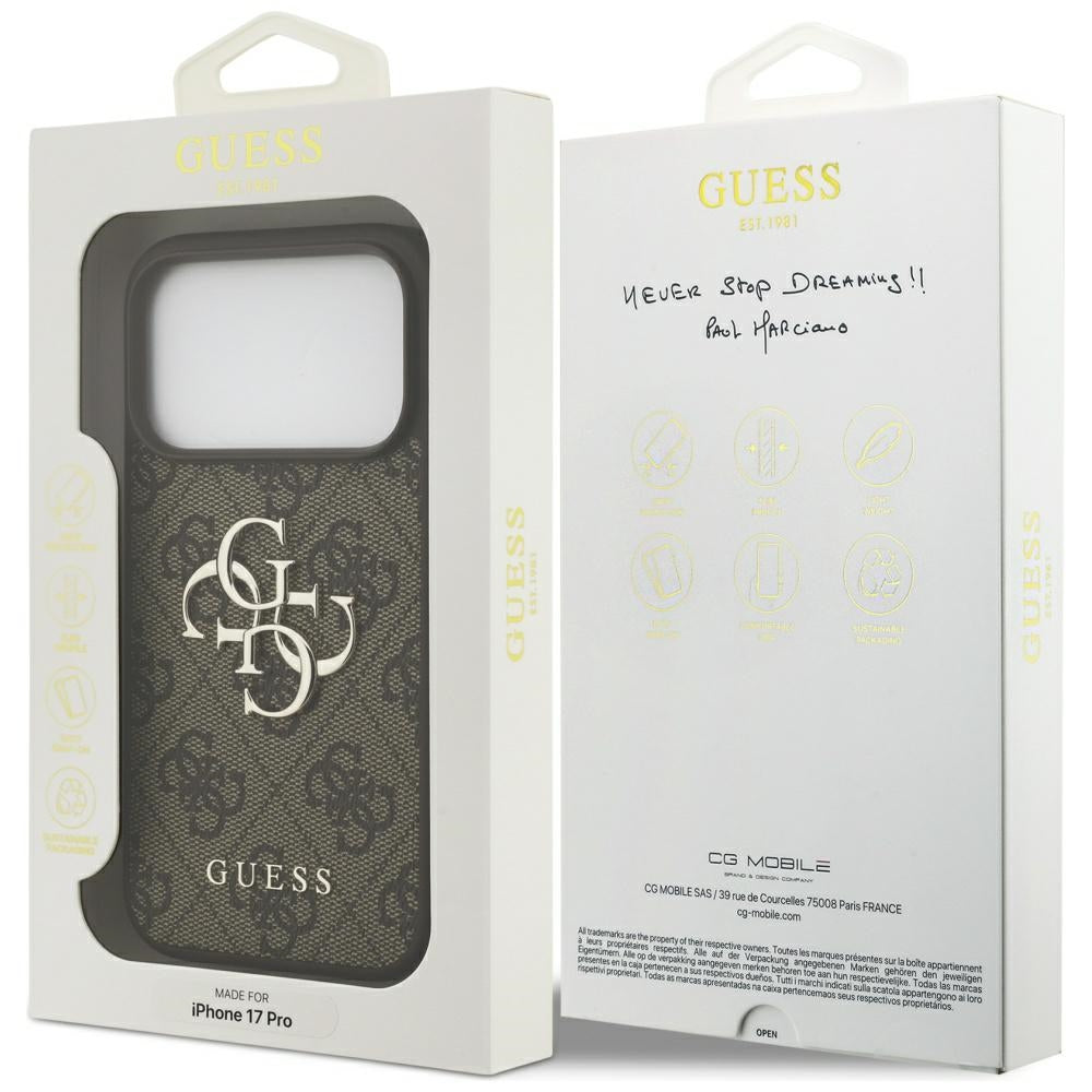 Custodia per Apple iPhone 17 Pro, Guess, 4G Big Logo, Marrone