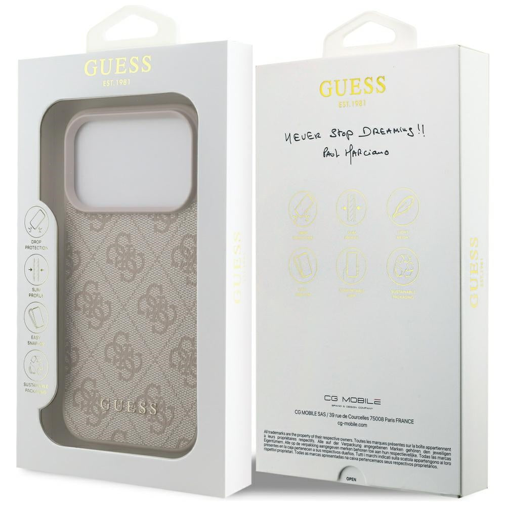 Étui pour Apple iPhone 17 Pro, Guess, 4G Classic, Rose