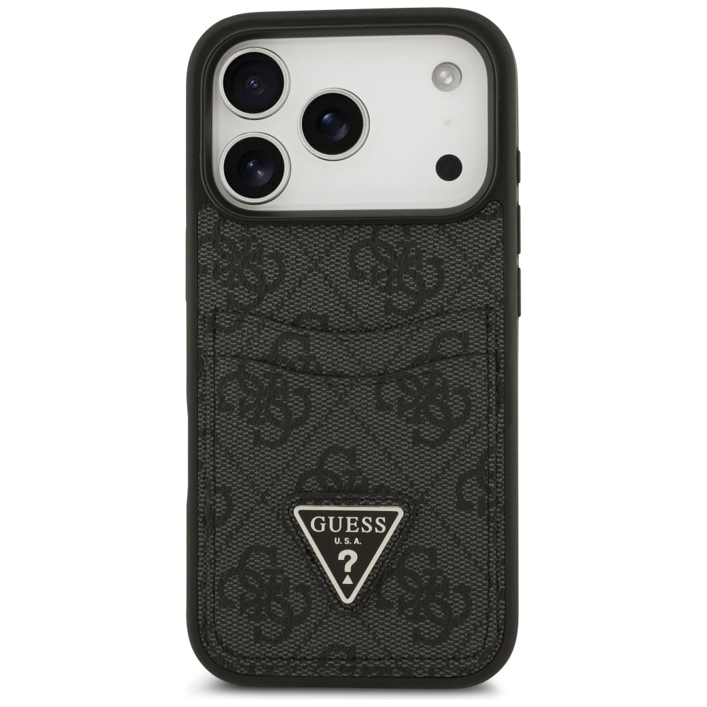 Custodia per Apple iPhone 17 Pro, Guess, 4G Double Card Triangle, Nera