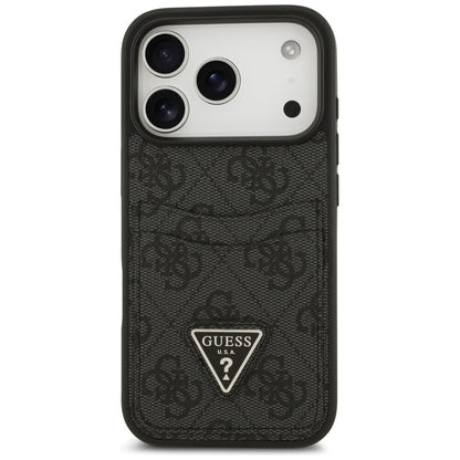 Custodia per Apple iPhone 17 Pro, Guess, 4G Double Card Triangle, Nera
