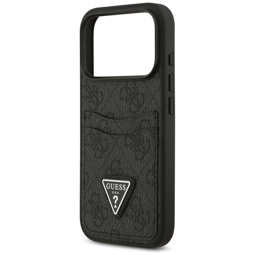 Custodia per Apple iPhone 17 Pro, Guess, 4G Double Card Triangle, Nera