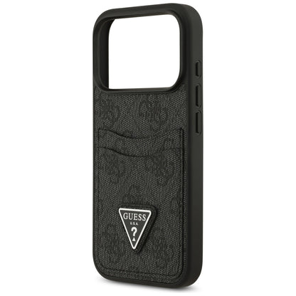 Custodia per Apple iPhone 17 Pro, Guess, 4G Double Card Triangle, Nera