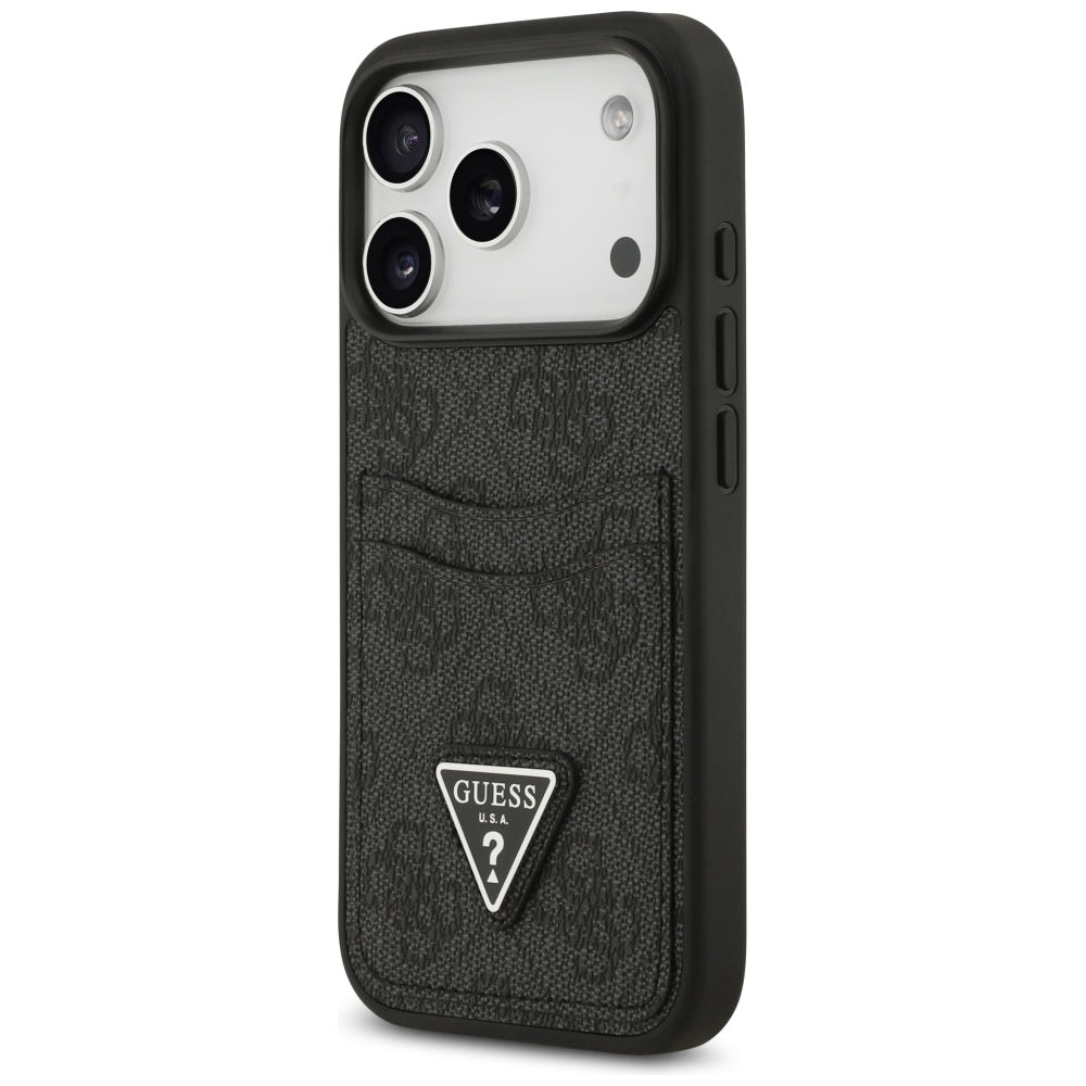 Custodia per Apple iPhone 17 Pro, Guess, 4G Double Card Triangle, Nera