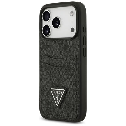 Custodia per Apple iPhone 17 Pro, Guess, 4G Double Card Triangle, Nera