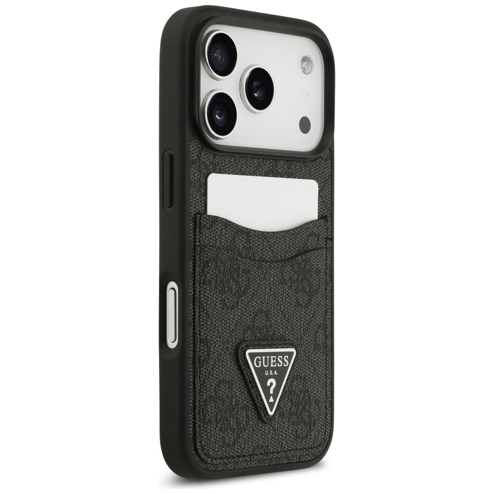 Custodia per Apple iPhone 17 Pro, Guess, 4G Double Card Triangle, Nera