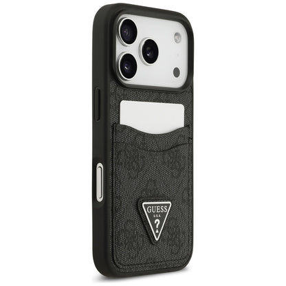 Custodia per Apple iPhone 17 Pro, Guess, 4G Double Card Triangle, Nera