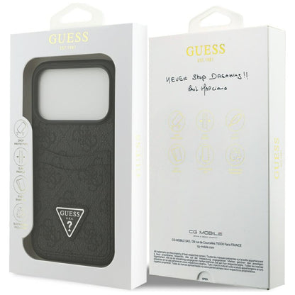 Custodia per Apple iPhone 17 Pro, Guess, 4G Double Card Triangle, Nera
