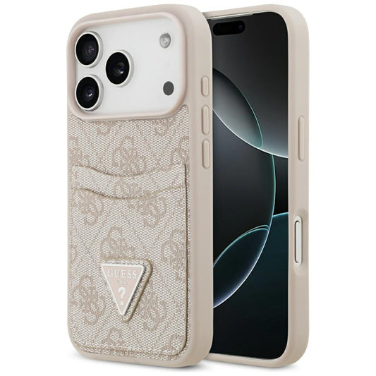 Étui pour Apple iPhone 17 Pro, Guess, 4G Double Card Triangle, Rose