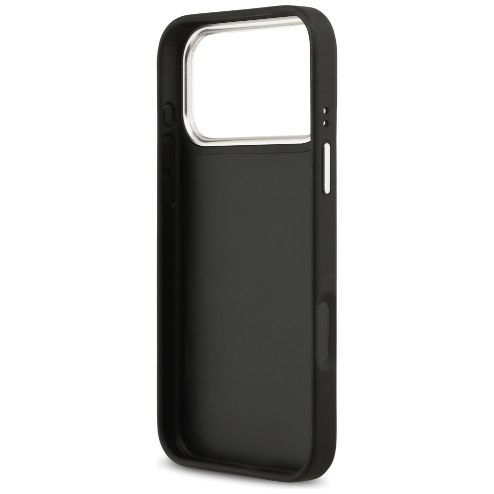 Custodia per Apple iPhone 17 Pro, Guess, 4G Grained Big and Classic Logo, Nera Argentata