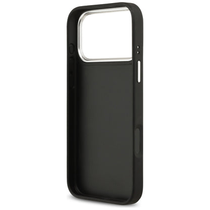 Custodia per Apple iPhone 17 Pro, Guess, 4G Grained Big and Classic Logo, Nera Argentata