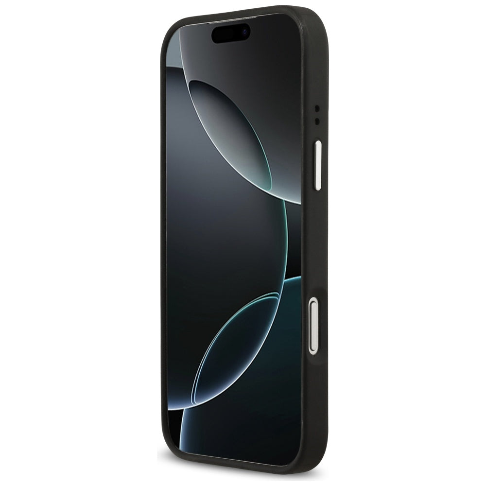 Custodia per Apple iPhone 17 Pro, Guess, 4G Grained Big and Classic Logo, Nera Argentata