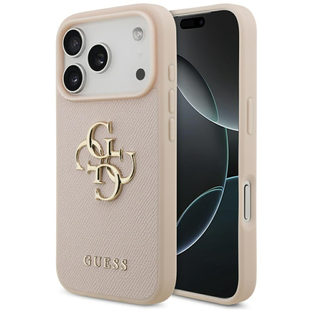 Custodia per Apple iPhone 17 Pro, Guess, 4G Grained Big and Classic Logo, Rosa