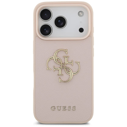 Custodia per Apple iPhone 17 Pro, Guess, 4G Grained Big and Classic Logo, Rosa