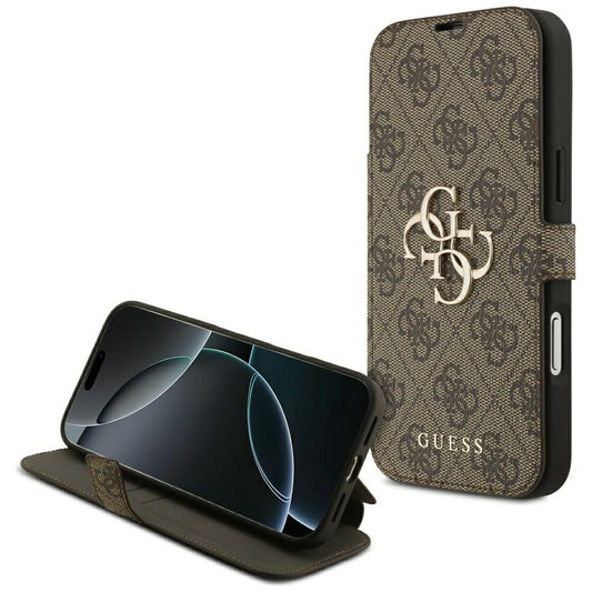 Étui pour Apple iPhone 17 Pro, Guess, Logo Métal 4G, Marron