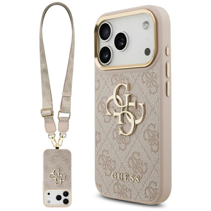 Custodia per Apple iPhone 17 Pro, Guess, Big 4G Classic Logo with Big Strap, Rosa