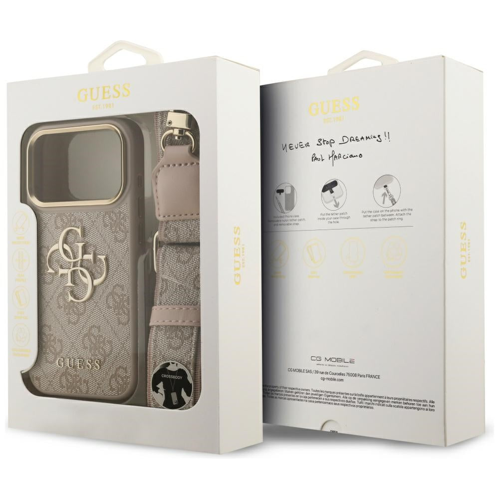 Custodia per Apple iPhone 17 Pro, Guess, Big 4G Classic Logo with Big Strap, Rosa