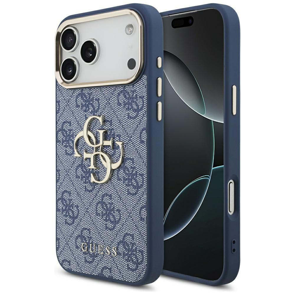 Étui pour Apple iPhone 17 Pro, Guess, Big 4G Logo Classic, Bleu Doré