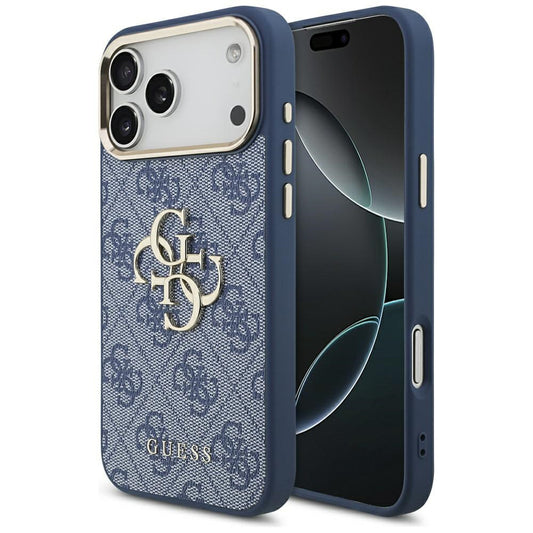 Étui pour Apple iPhone 17 Pro, Guess, Big 4G Logo Classic, Bleu Doré